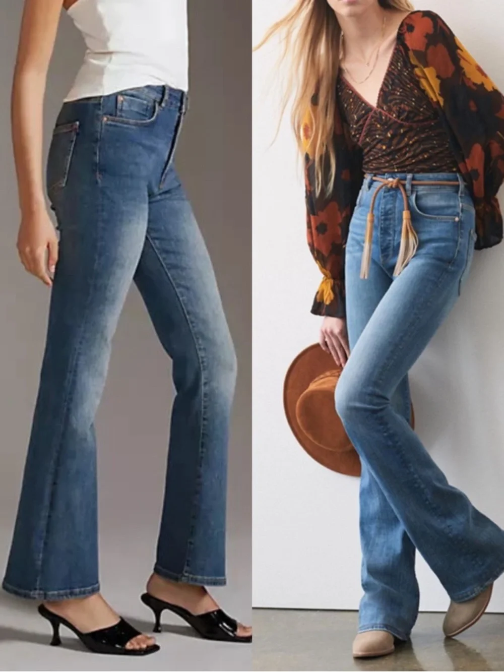 Pilcro X Anthropologie The Icon Flare Jeans Denim Medium Blue High Rise 70’s